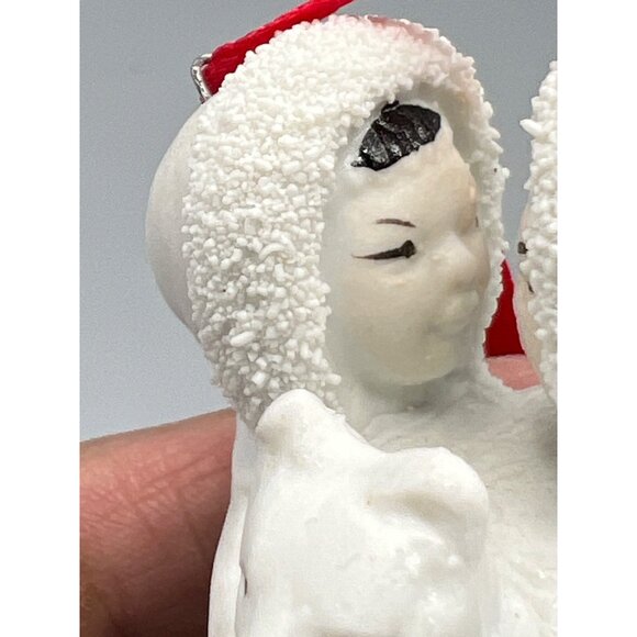 Eskimos Rubbing Noses Kissing Porcelain Tree Ornament white Red Ribbon 3.5" Tall - Picture 9 of 9